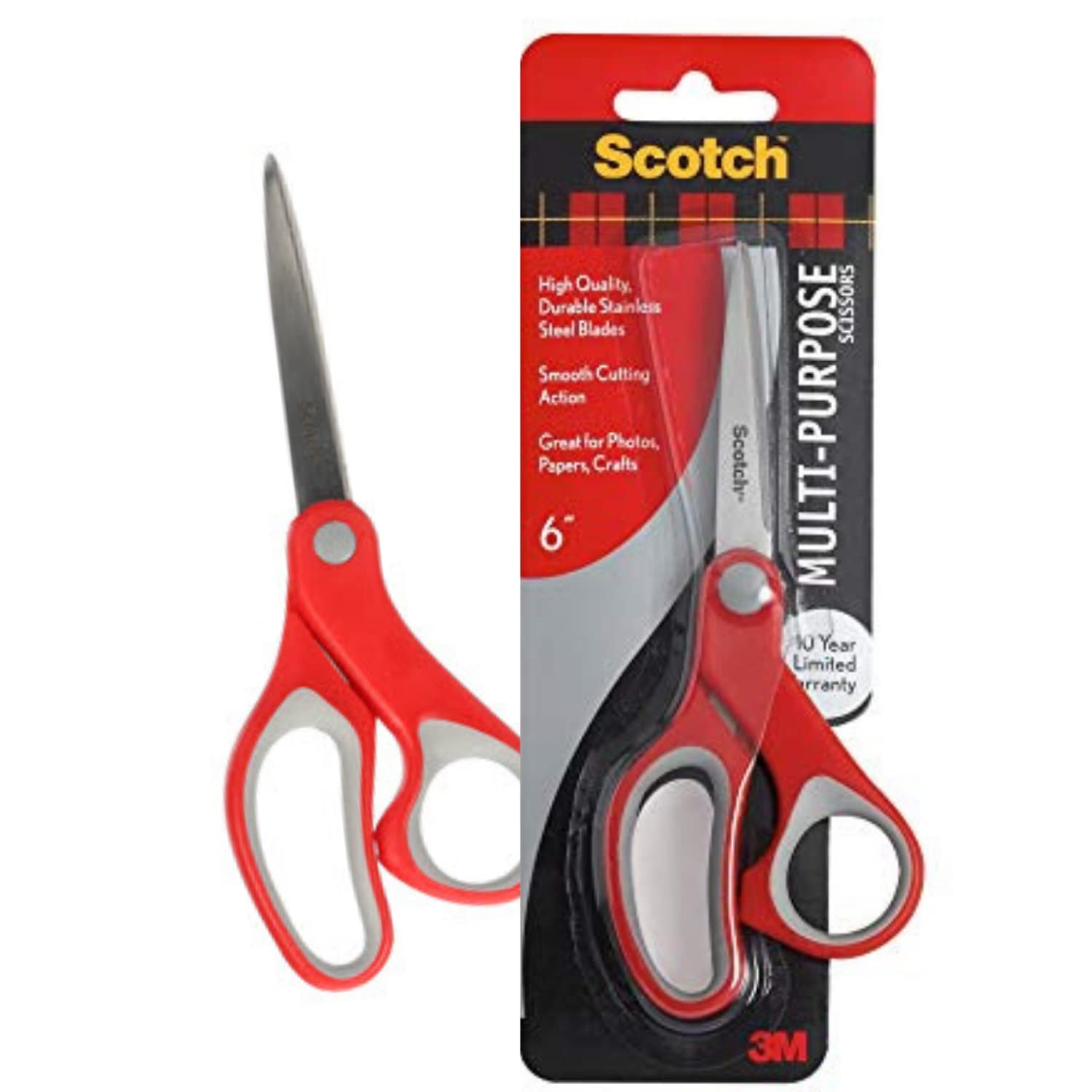 61HaSwsqltL._SL1500_ 3M Scotch Stainless Steel Scissors 6" Multipurpose - Image 1